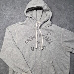 American Eagle Super Soft Gray Ath Dept 77 Graphic Hoodie Mens Large